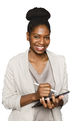 smiling-woman-writing-notes-tablet-digital-device (1)